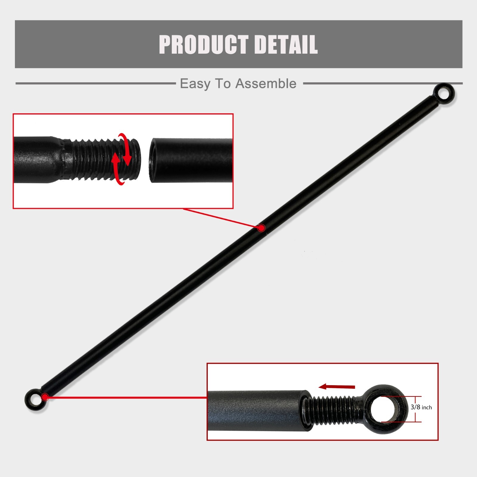 Heavy Duty Weighted Metal Rods with Eye Loops for Pergola Canopy Shade Cover