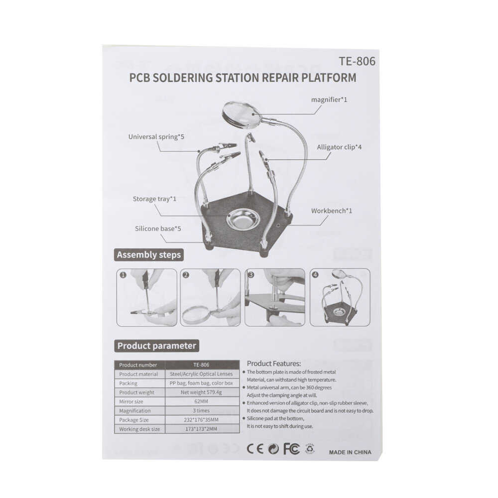Helping Hands Soldering Station 4 Arms Third Hand Soldering Tool With Magnifier