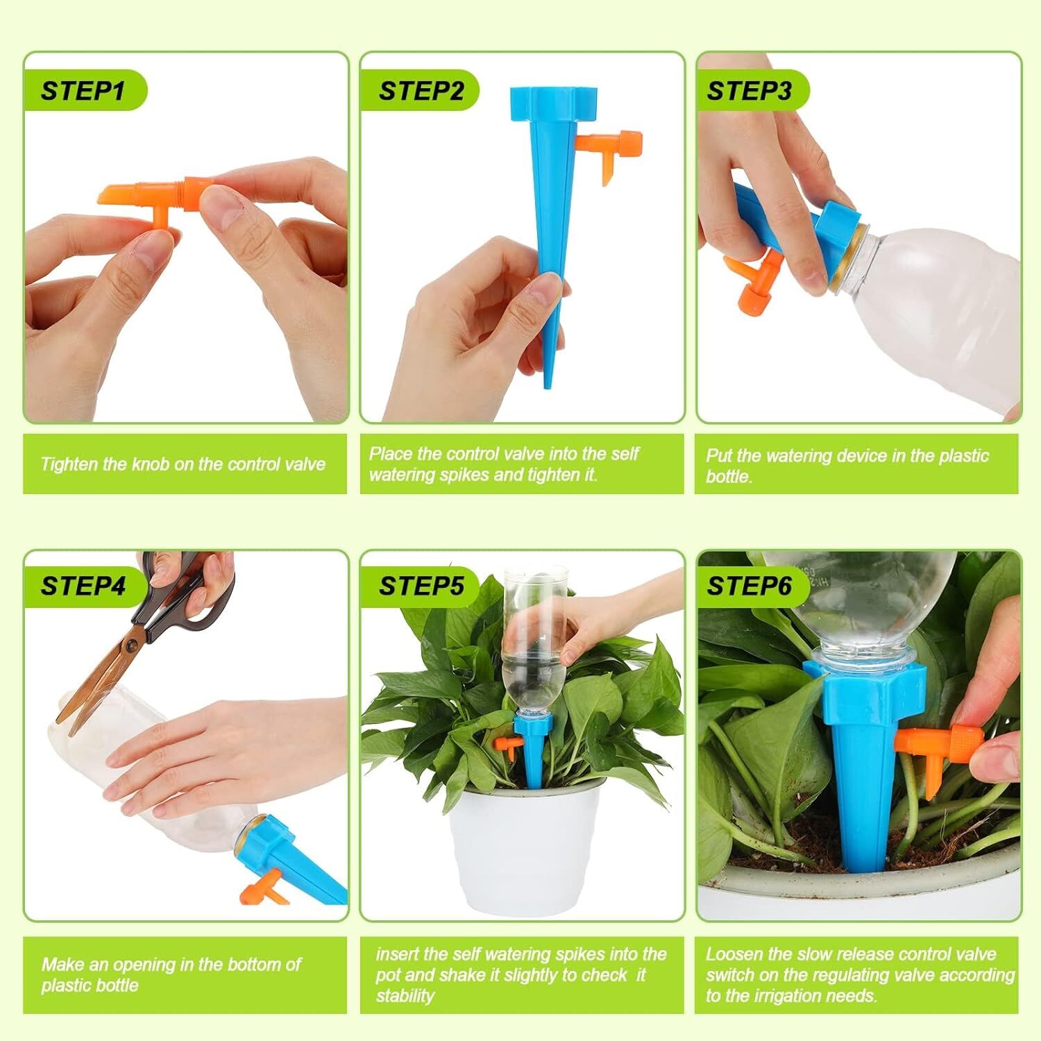 12Pcs Self Watering Spikes Automatic Irrigation Watering Drip System for Plants