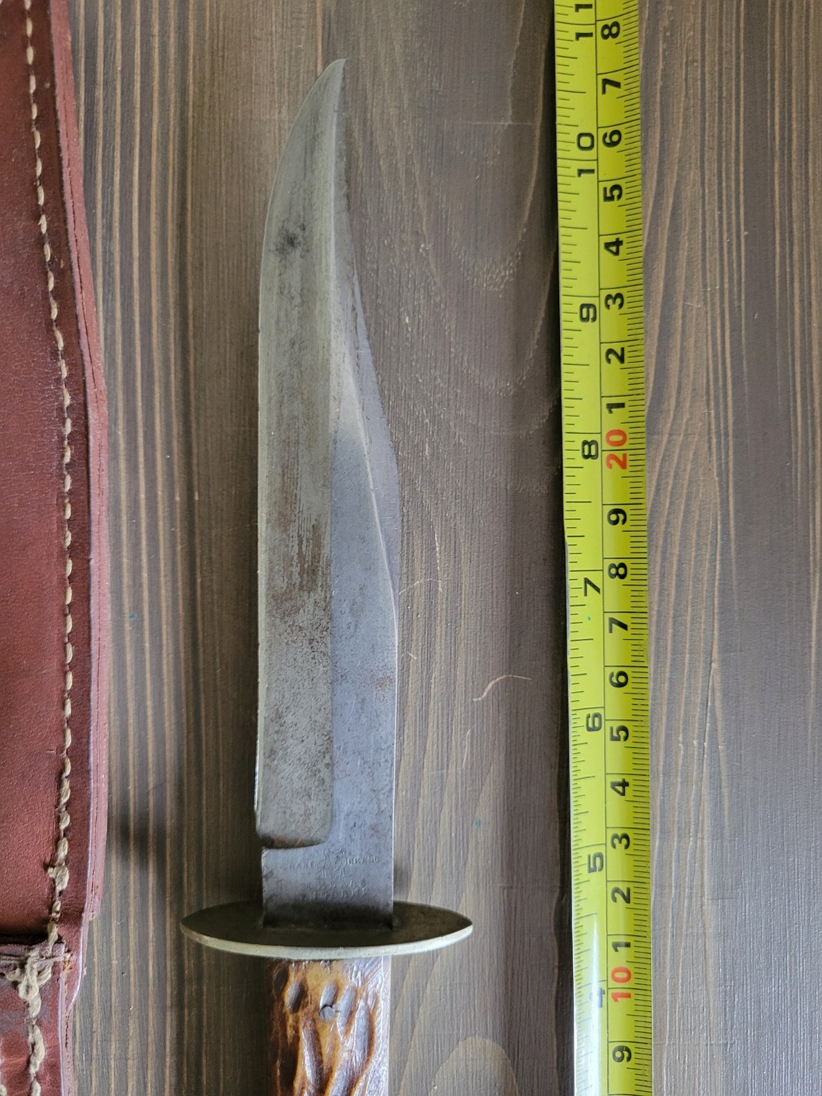 Krane Brand M. Klaas England knife with sheath, used vintage item