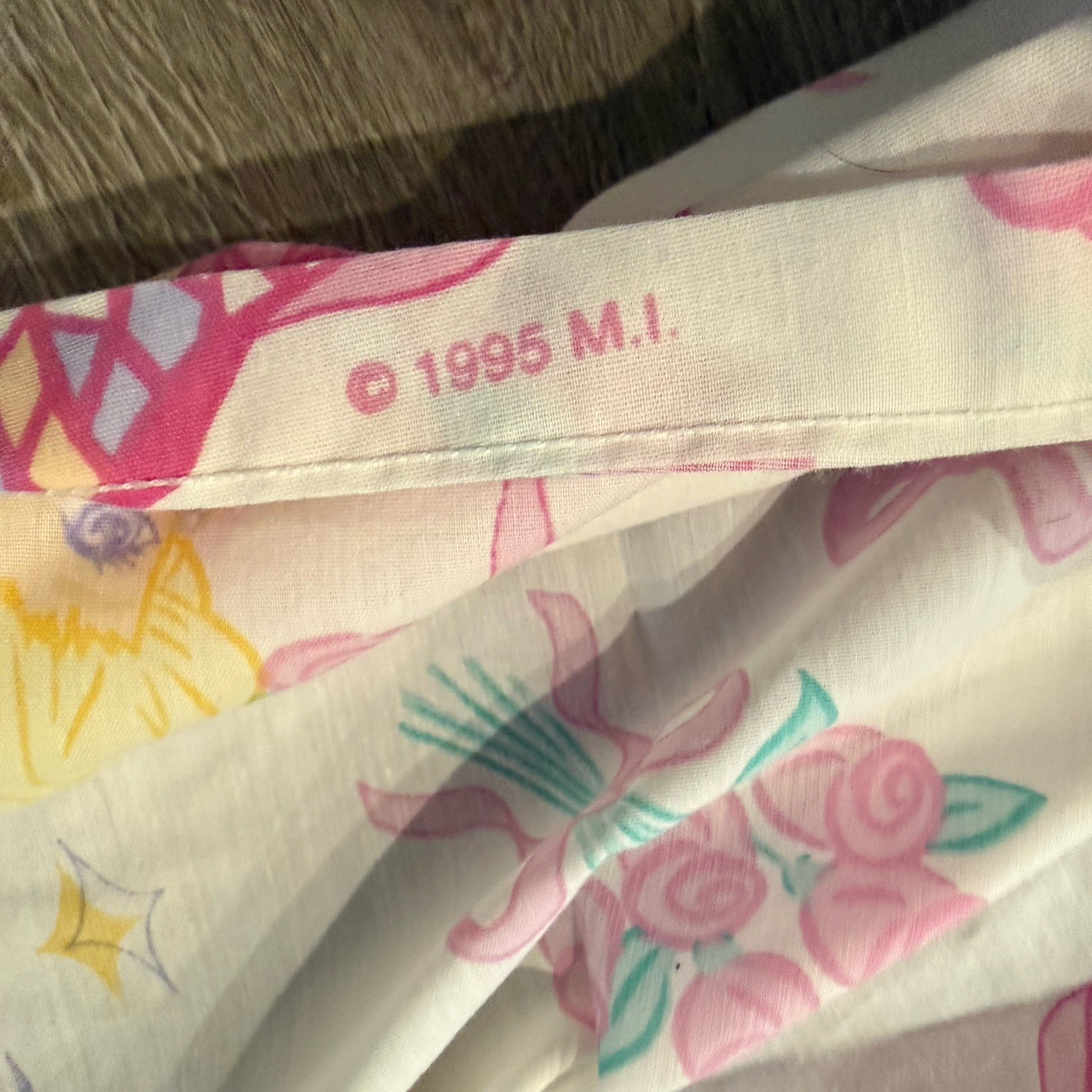 Vintage Bibb Company Barbie Twin Size Flat Top Sheet 1995 Ballerina Pink Bows