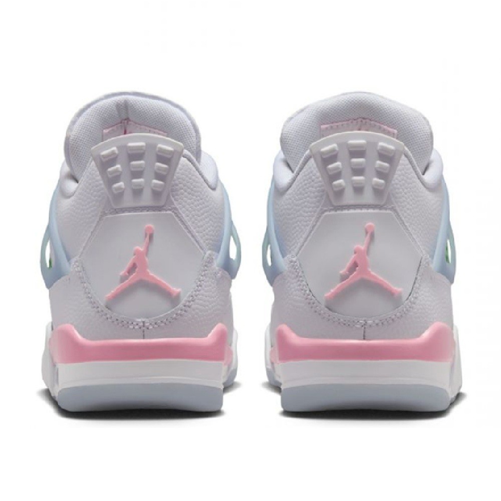 Big Kid's Jordan 4 Retro "V-Day" White/Med Soft Pink-Half Blue (IB7068 100)