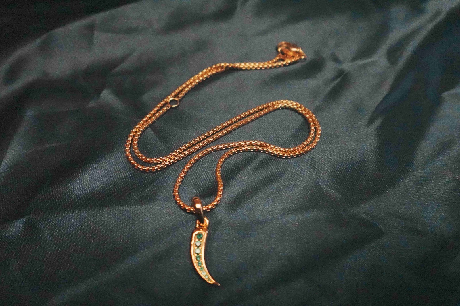 Gift/DavldYruman18K&YG Blue*Crescent Pendant Necklace 17"