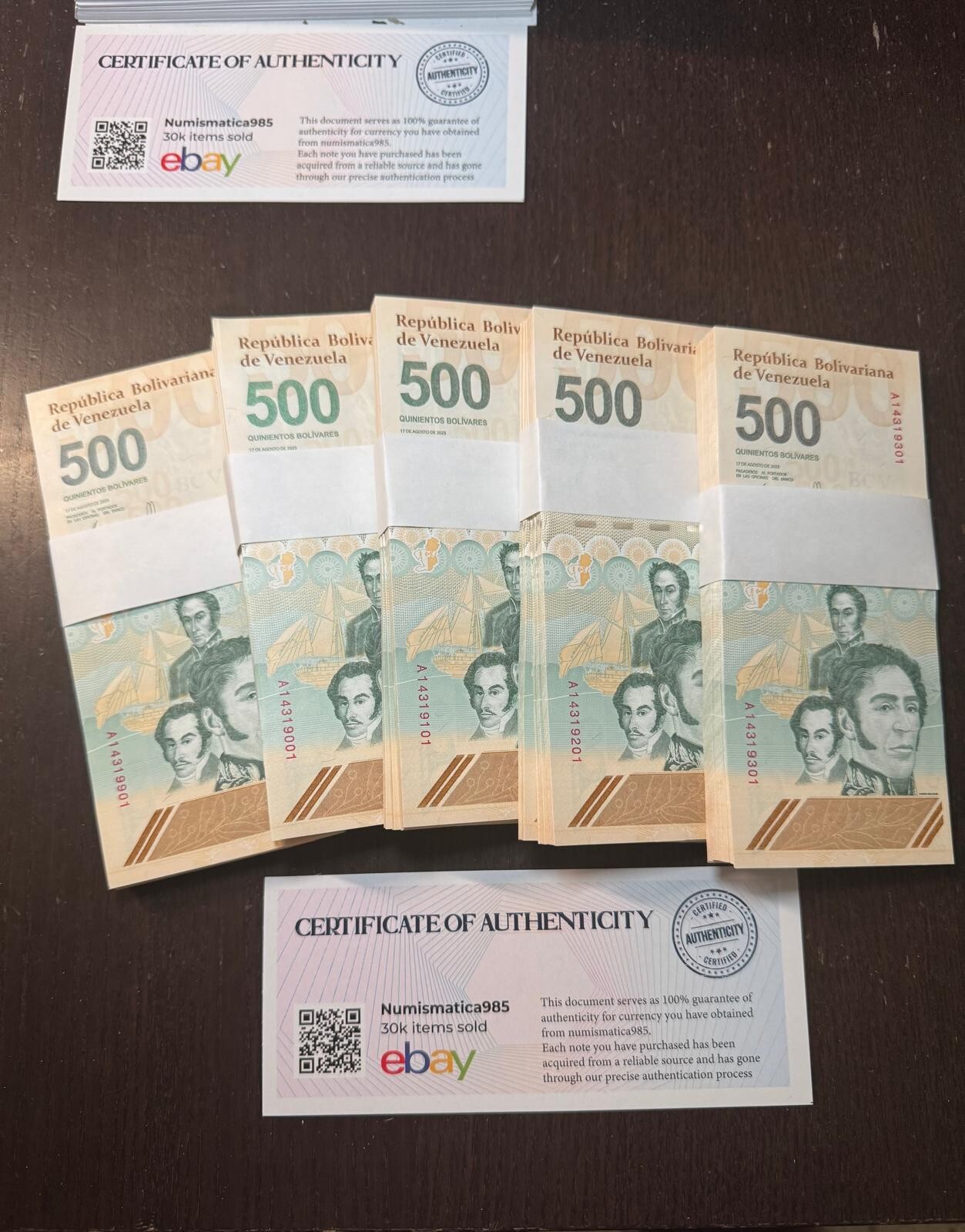 20 Ea VENEZUELA 500 DIGITALES 2023 CIR 500 Million Bolívares – W/COA
