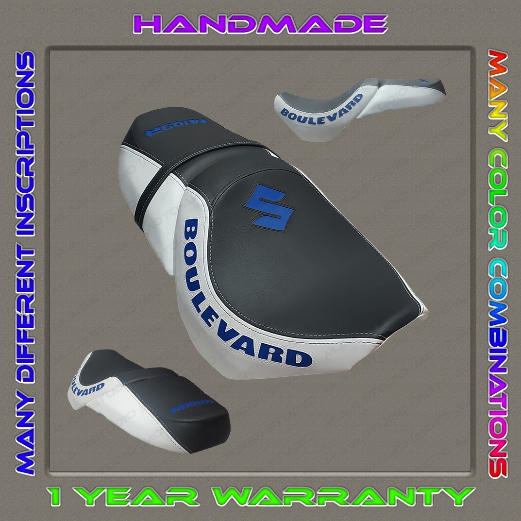 CUSTOM Design (Black-White+Blue) Seat Cover Suzuki BOULEWARD M109R 2006+