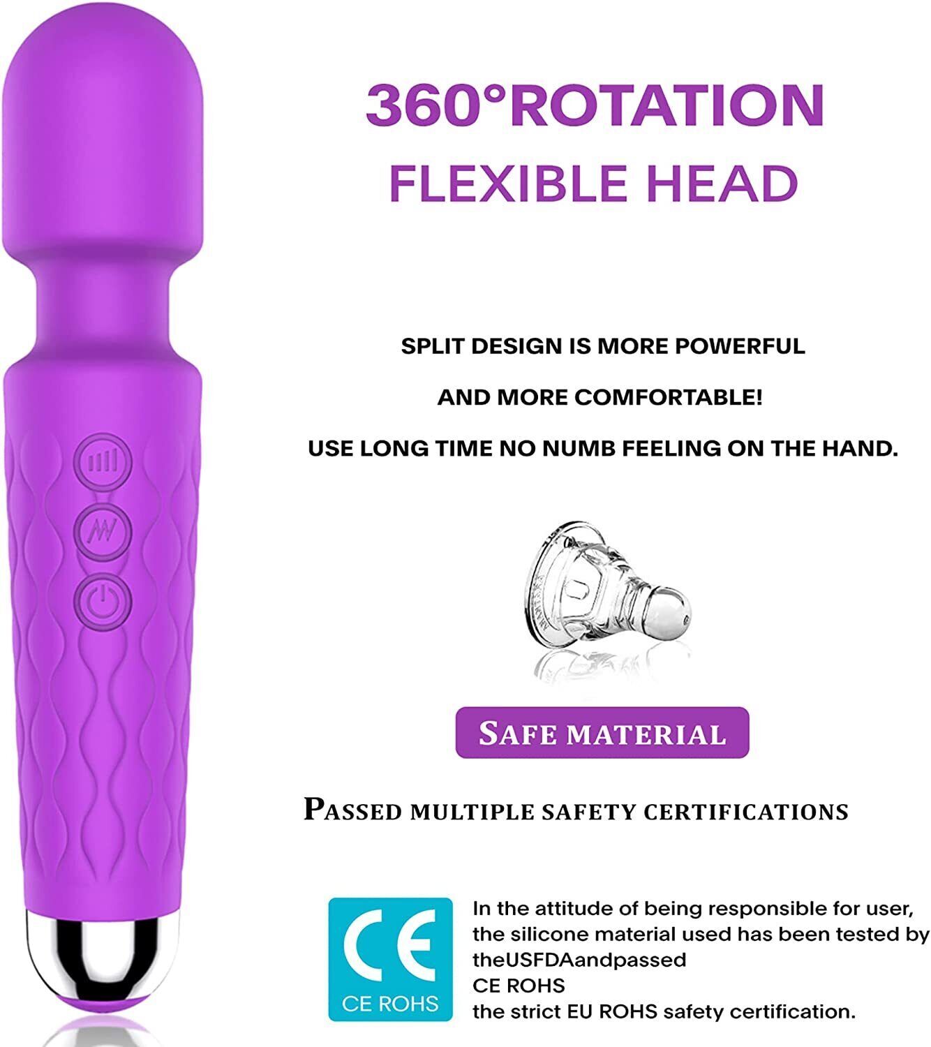 Handheld Massager 20 Speed Wand Vibrating Massage Magic Full Body Therapy Motor