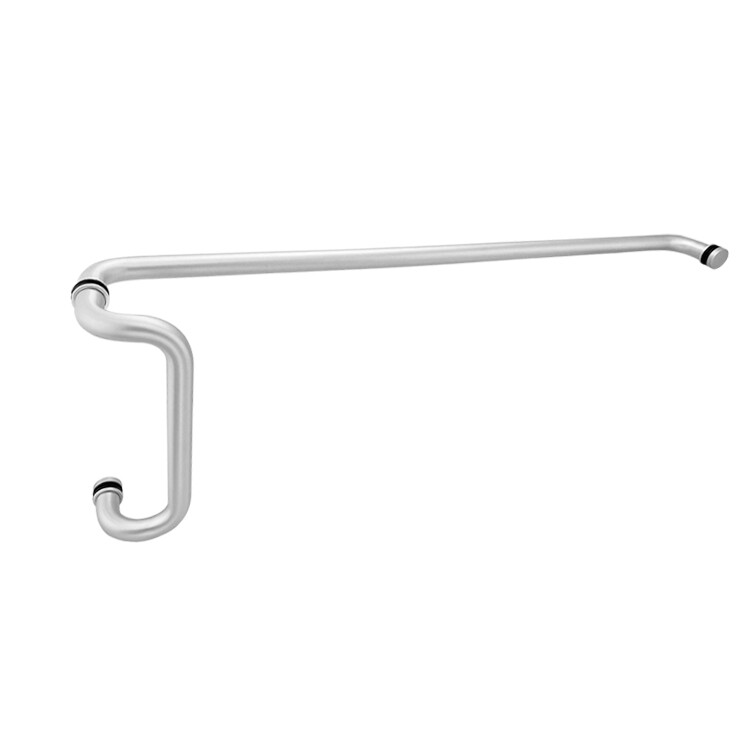 CEL Round Solid Aluminum Storefront Door Pull Handle and Push Bar Set - 10"X33"