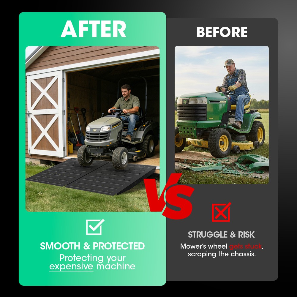 36" x 24" Shed Ramps for Riding Mower Anti-Slip Punch Plate Ramps for ATV Black