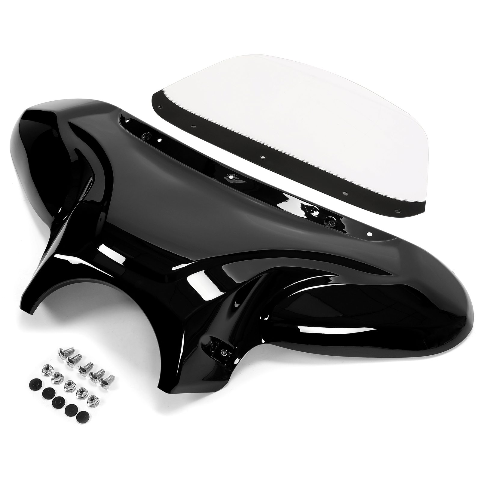 Universal Motorcycle Fairing Batwing Windshield w/Bracket For Harley Yamaha