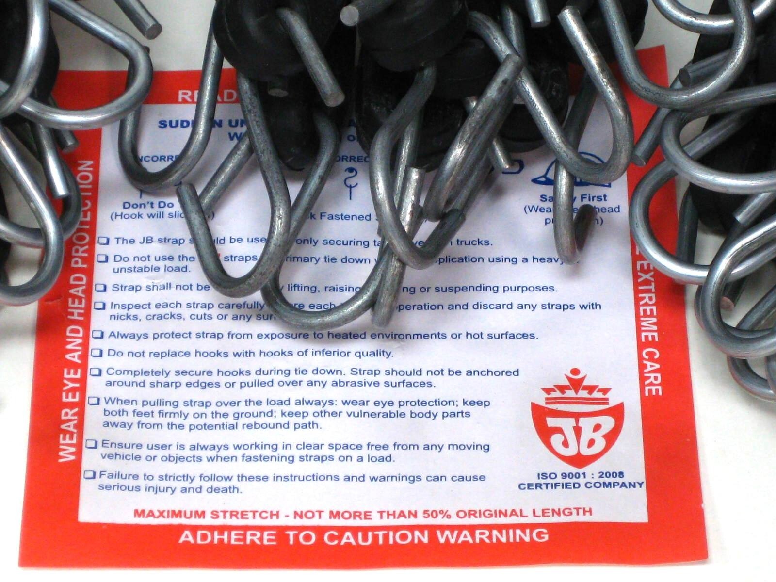 50 Pack 21" Tarp Straps JB NATURAL RUBBER Truck Trailer Tie Down Bungee Cords