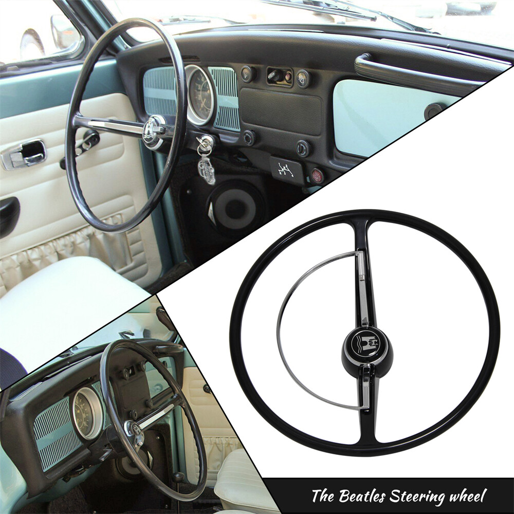 Black Steering Wheel with Horn Button Ring For 1962-1971 Volkswagen Models