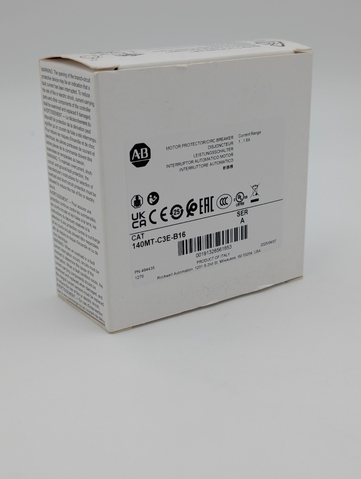 Allen-Bradley 140MT-C3E-B16 Circuit Breaker Standard Magnetic Trip inBox USSTOCK