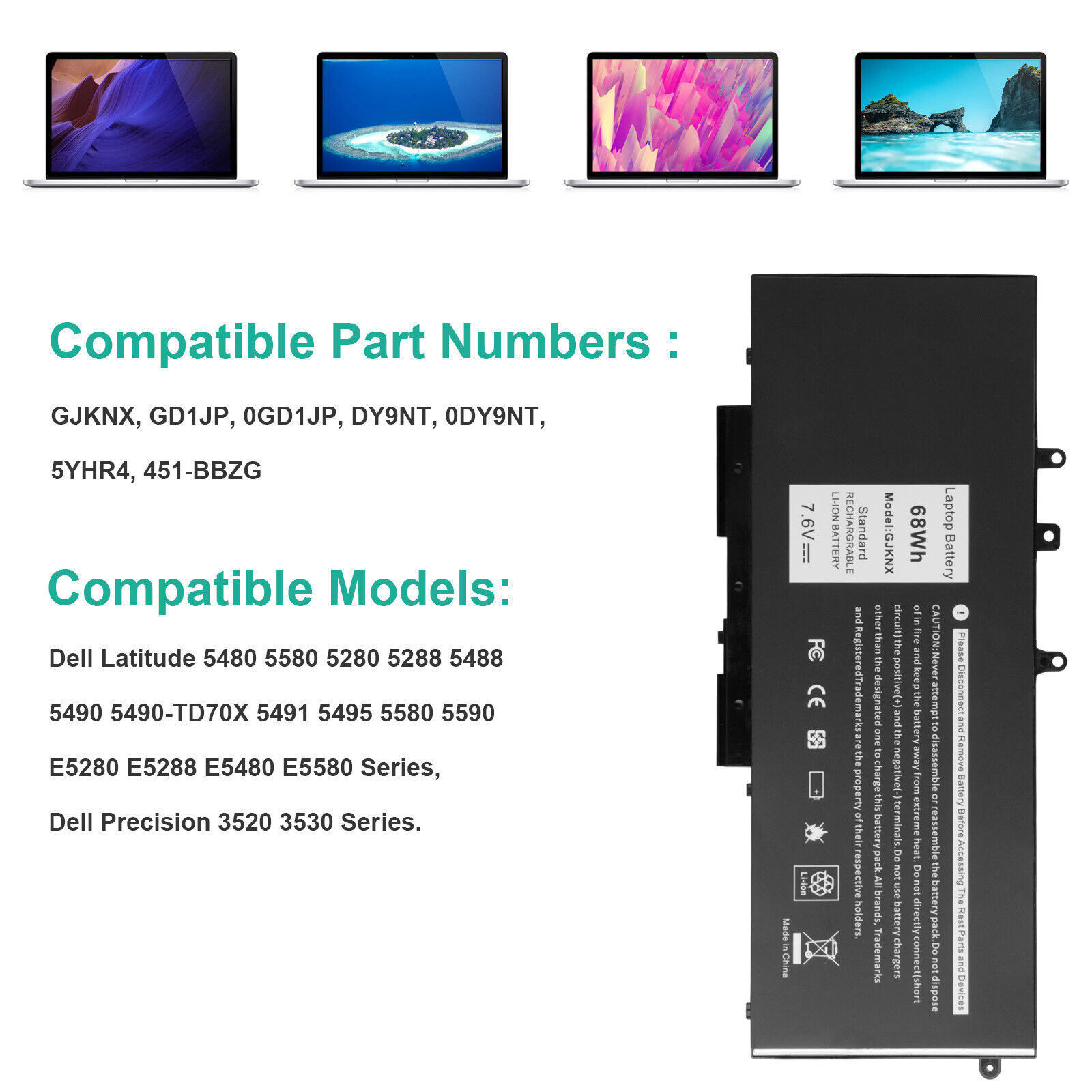 LOT 50 GJKNX Battery For Dell Latitude 5480 5580 5490 5580 5590 5591 GD1JP DY9NT