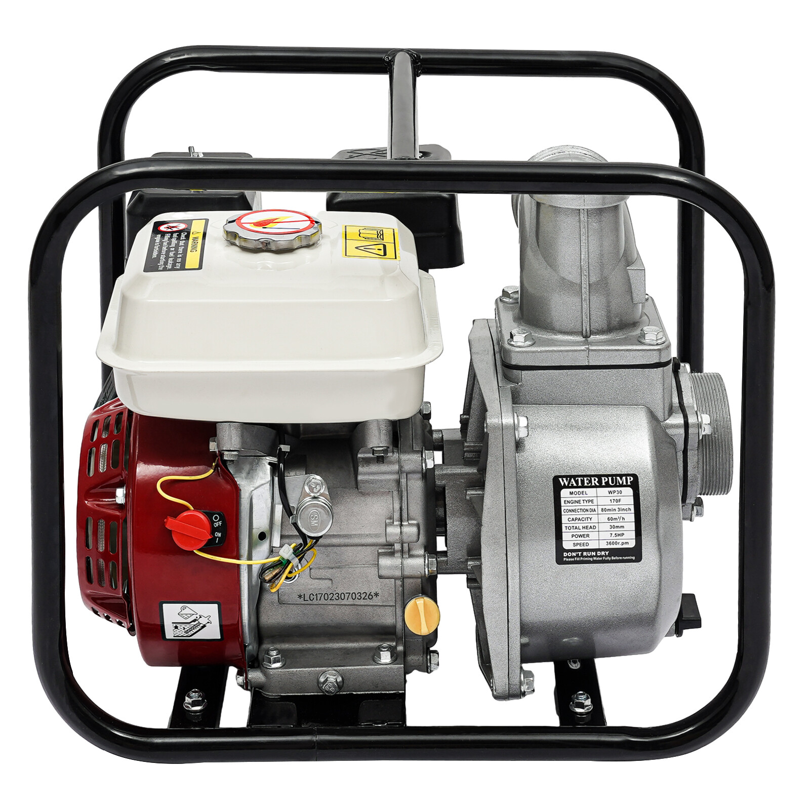 7.5HP 4-Stroke 3-Inch Gasoline Semi-Trash Water Pump, New