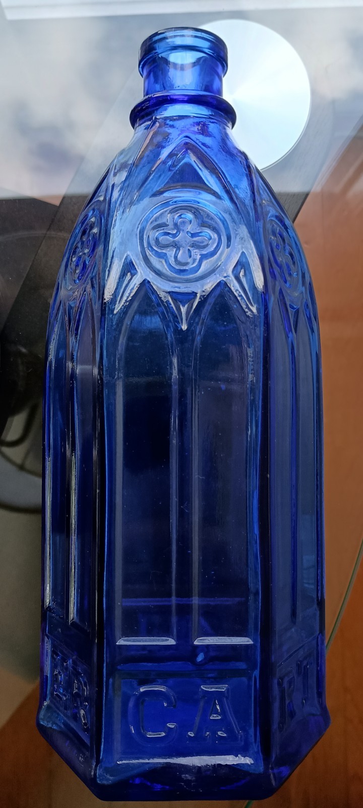 Antique 9.75" CARTER's Cathedral Master INK Bottle, Cobalt Blue Glass - DRILLED