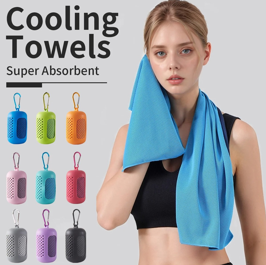 1 pc Portable Cooling Towel Silicone Wrapped Quick-Dry Sports Cold Towel