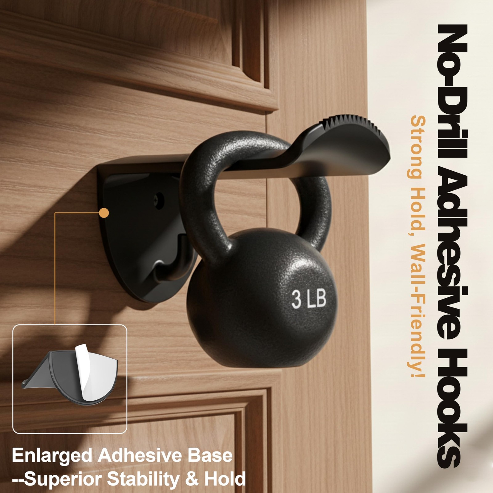 Adhesive Hat Hooks for Wall, 8 Pack, 2.9" Cowboy Hat Rack Prevents Deformation,