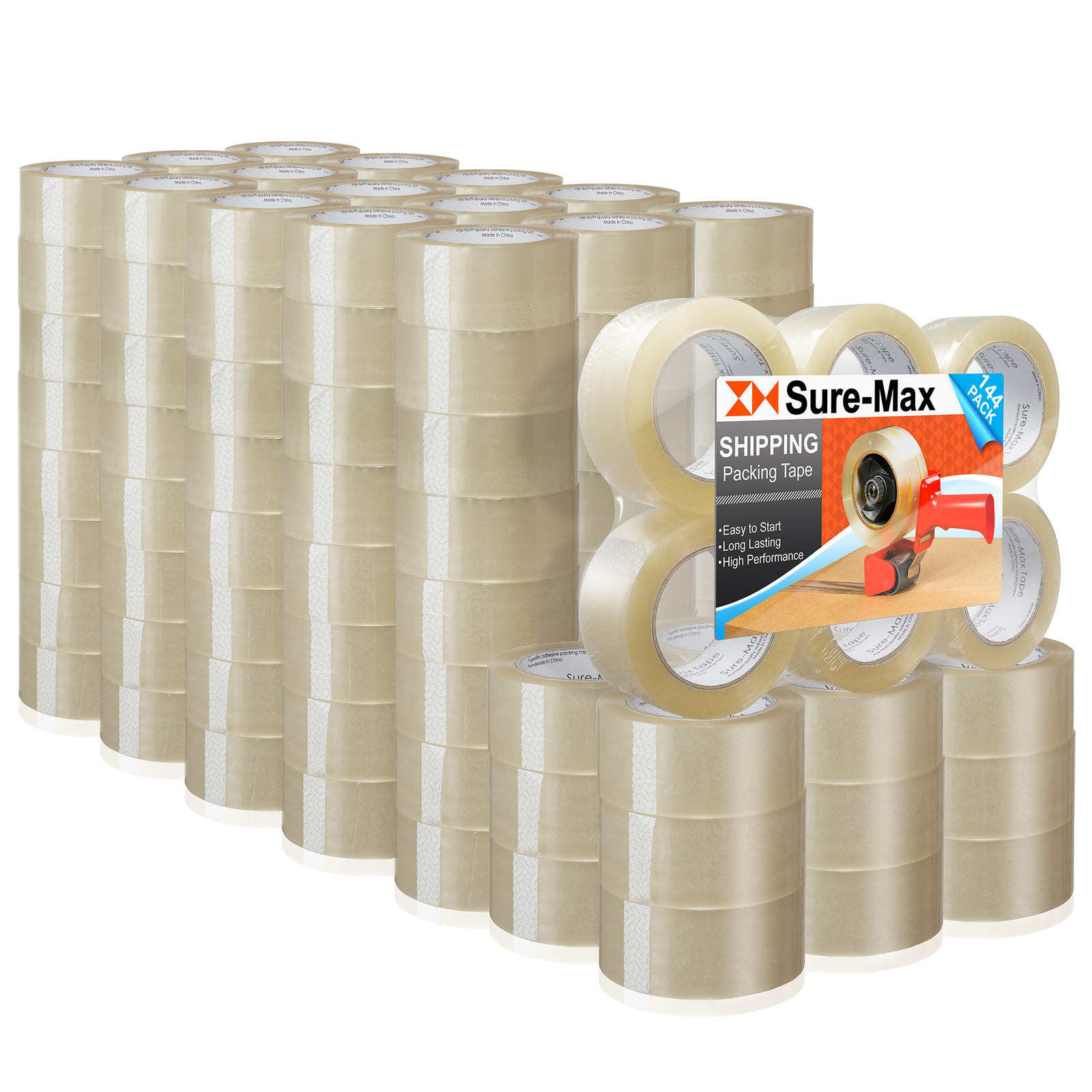 144 Rolls Carton Sealing Clear Packing Tape Box Shipping - 2 mil 2" x 110 Yards