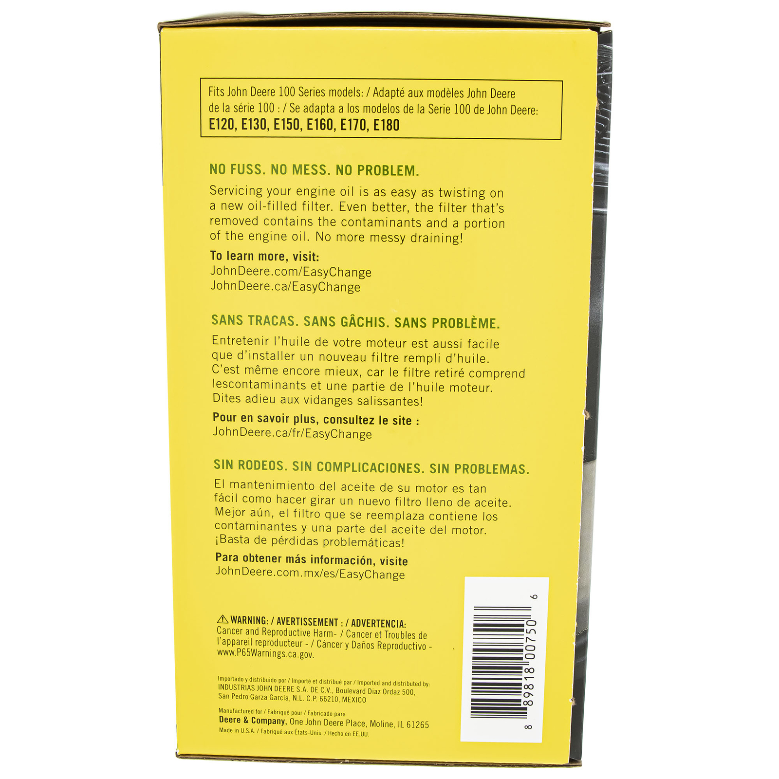 John Deere 2-PACK Easy Change 30-Second Oil Change System - AUC12916