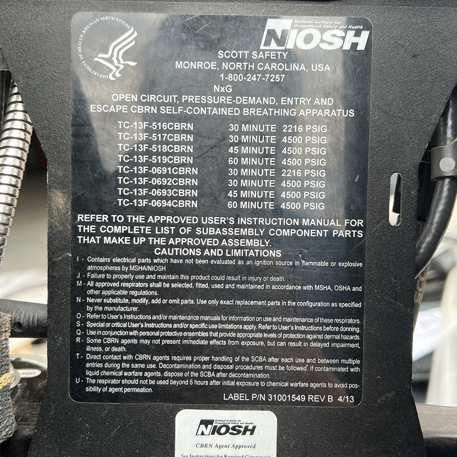 Quantity of 18 Scott NXG7 Pressure-Demand Self Contained Breathing Apparatus