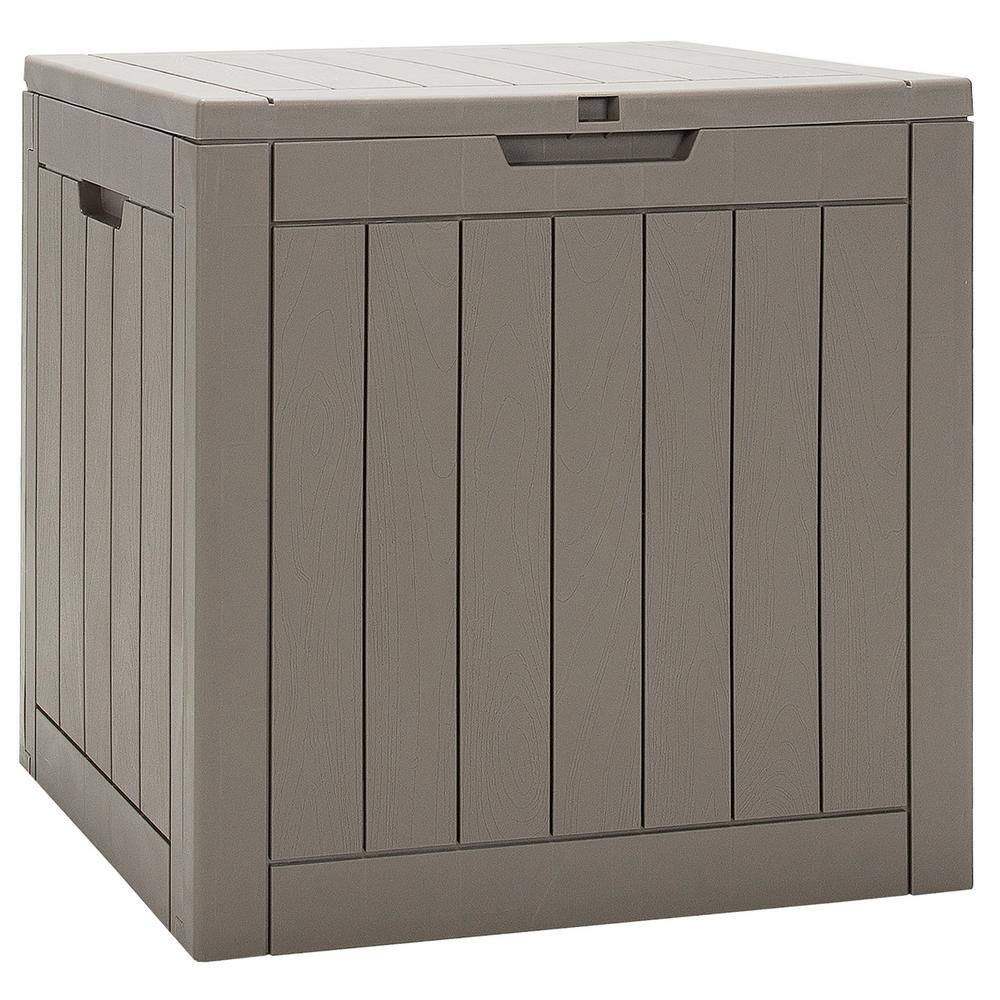 30 Gal. Deck Storage Box in Brown Container Seating Tools Organization Deliverie