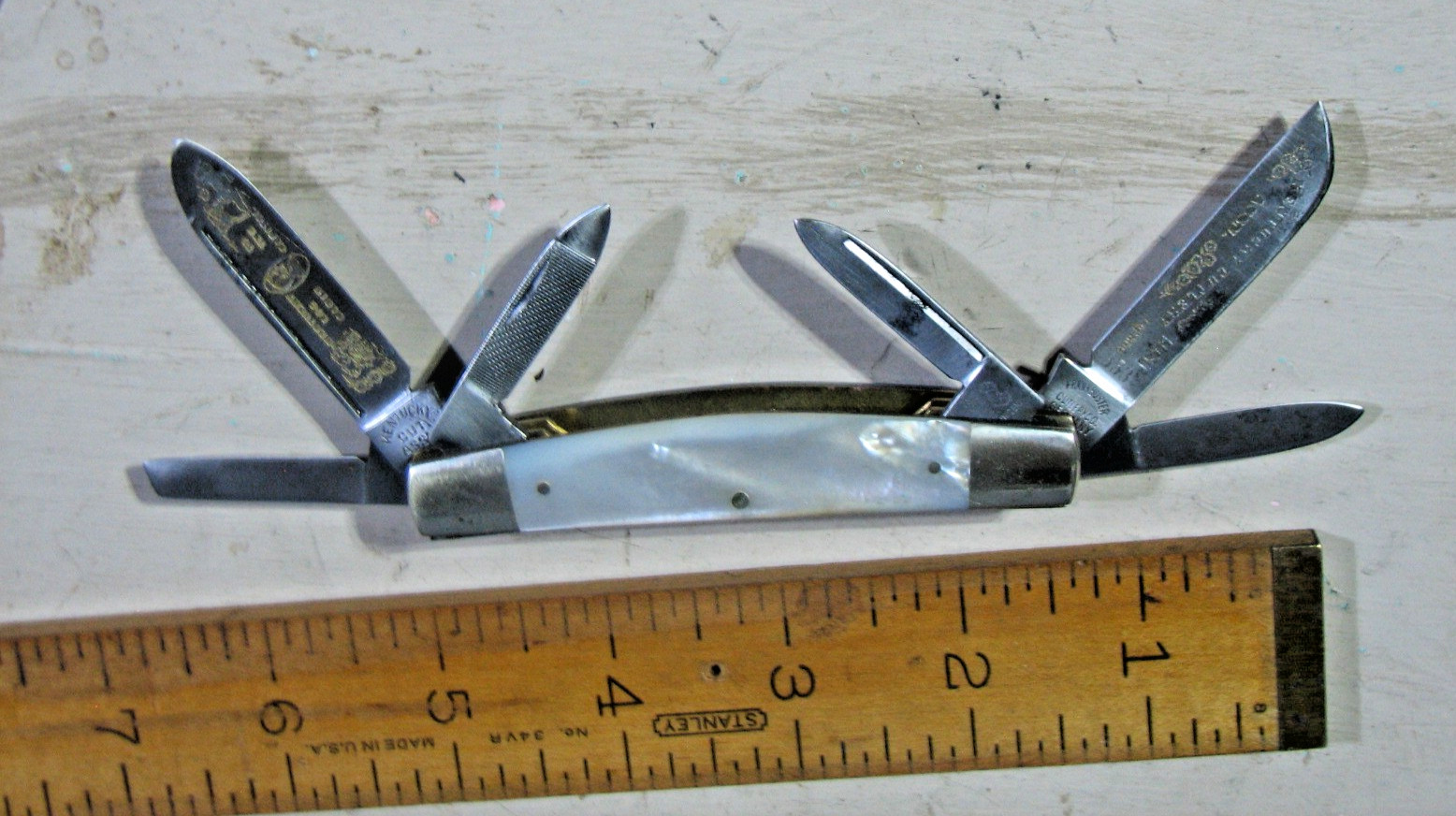 Vtg BEAUTIFUL Frank Buster Congress Six Blade Pearl