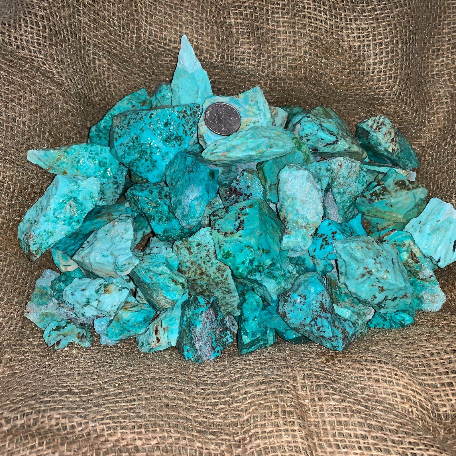 3000 Carat Lots of Natural Turquoise Rough + a Free Faceted Gemstone