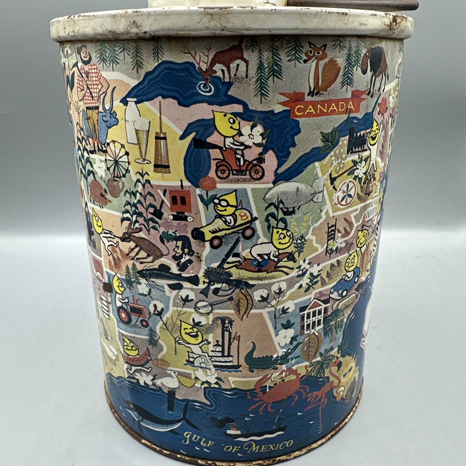 Vintage ESSO Skotch Cooler Thermos Happy Motoring Water Jug Characters USA Map