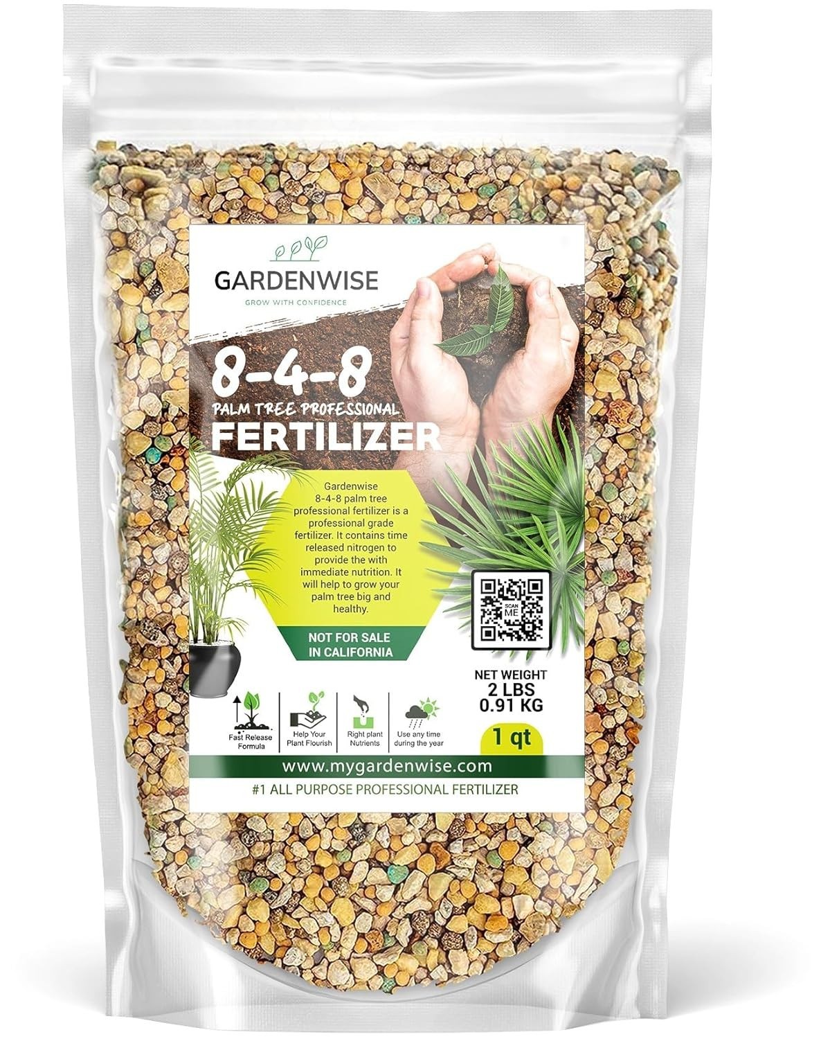 Gardenwise 8-4-8 Palm Tree Fertilizer Granular Indoor Outdoor Plant Food
