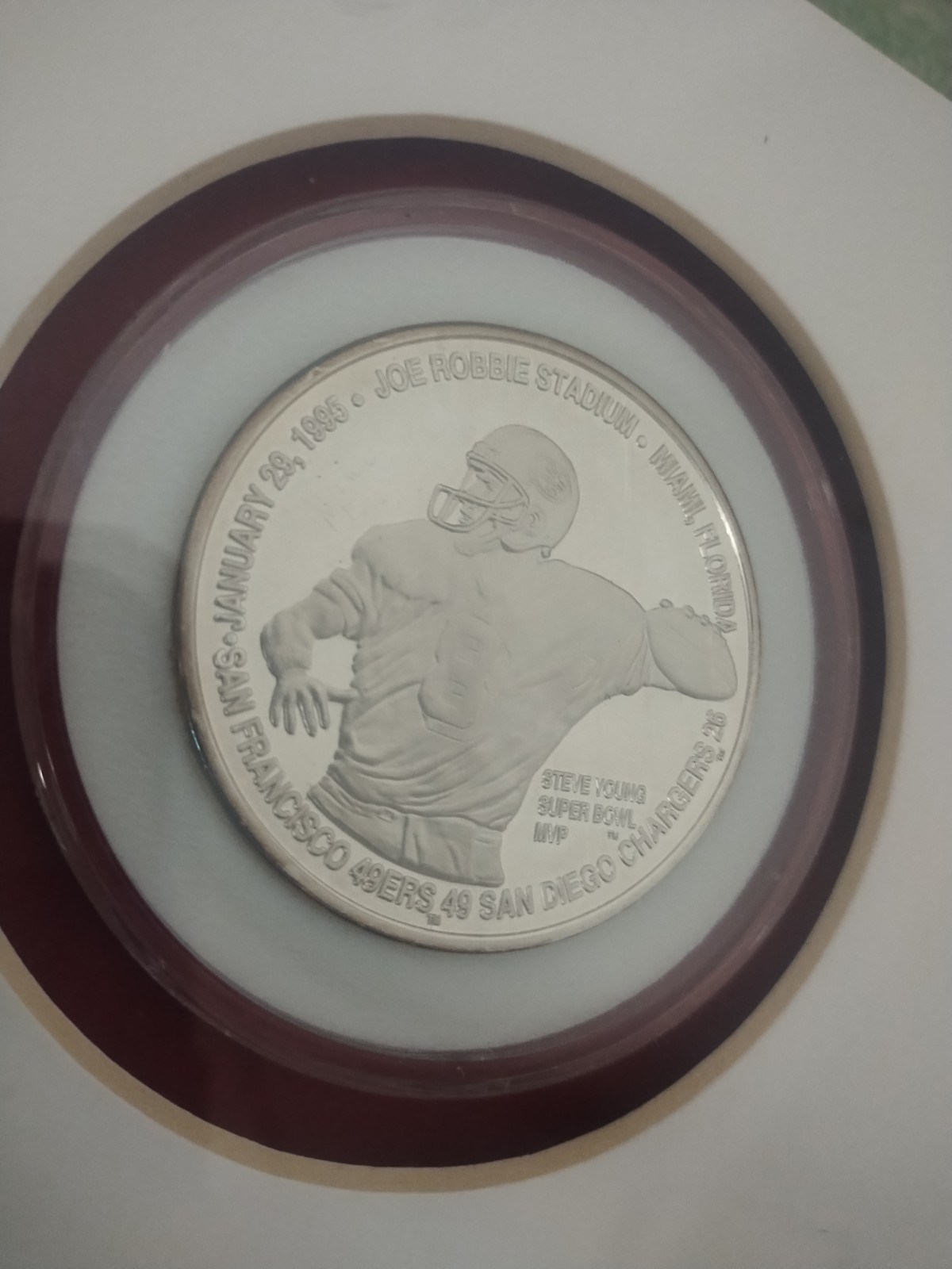 Steve Young Super Bowl XXIX MVP Coin .999 Pure Silver 2 Troy Ounce NFL BYU 49ers