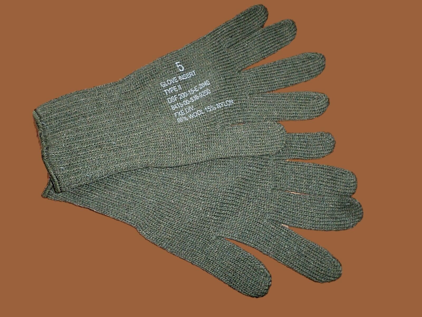 U.S MILITARY STYLE D3A COLD WEATHER GLOVE LINERS 85% WOOL 15% NYLON SIZE LARGE