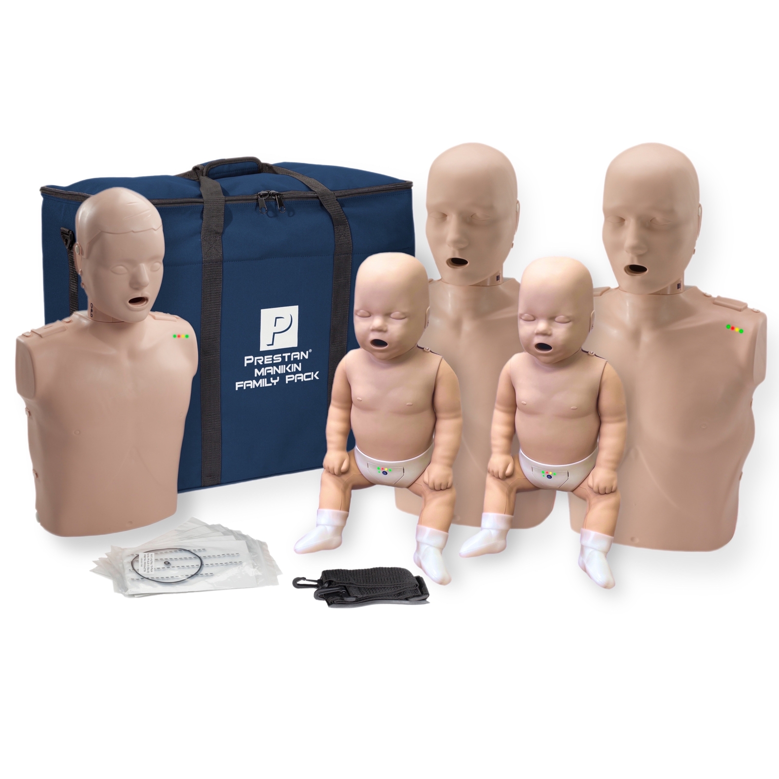 Prestan Family Pack CPR Manikins w Feedback, Med Tone PP-FM-500M-MS Mannequins