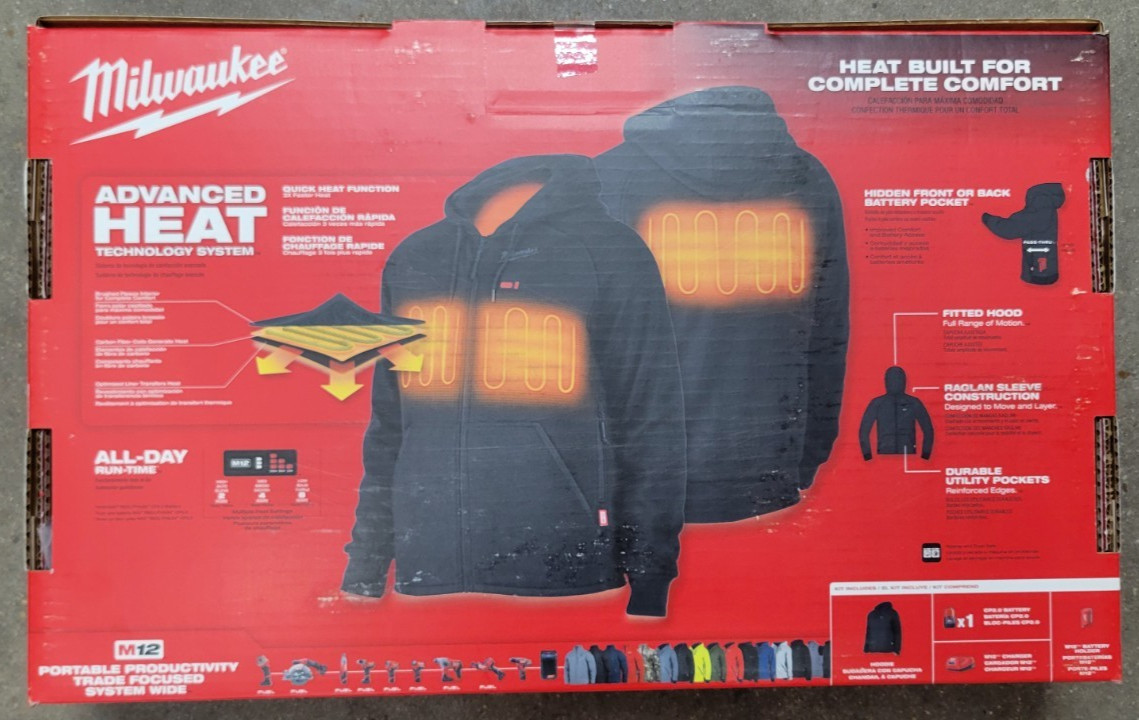Milwaukee M12 Battery Heated Hoodie Kit Black 2X - XXL 306B-212X