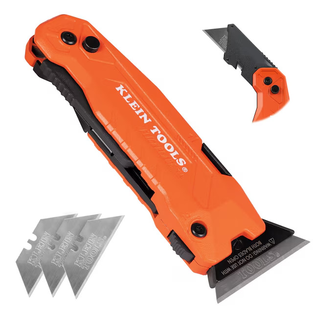 Klein Tools 44306 FLICKBLADE 2-in-1 Utility Knife & Scraper with Blade Storage