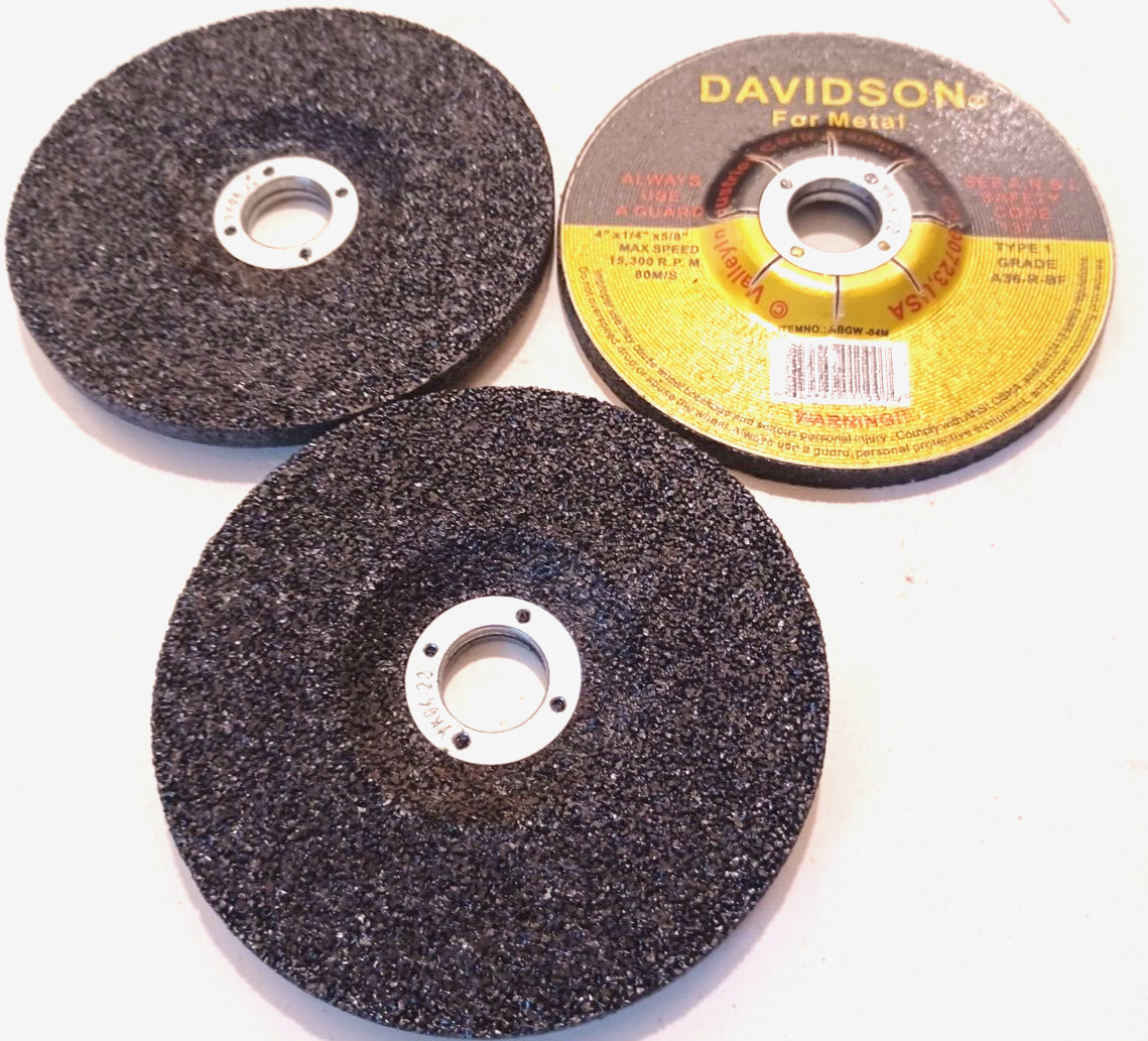 3 PC. 4" DIA. GRINDING WHEEL DISC 1/4" THICK, 5/8" ARBOR METAL USE
