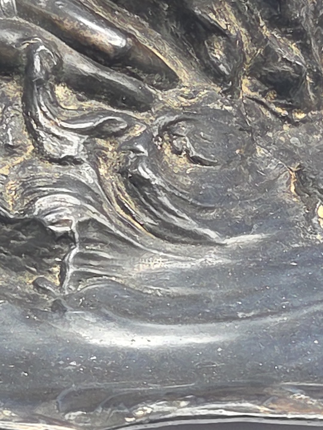 Art Nouveau Nude Maiden Water Inkwell Laying On Rocks Metal Trinket Earings TS