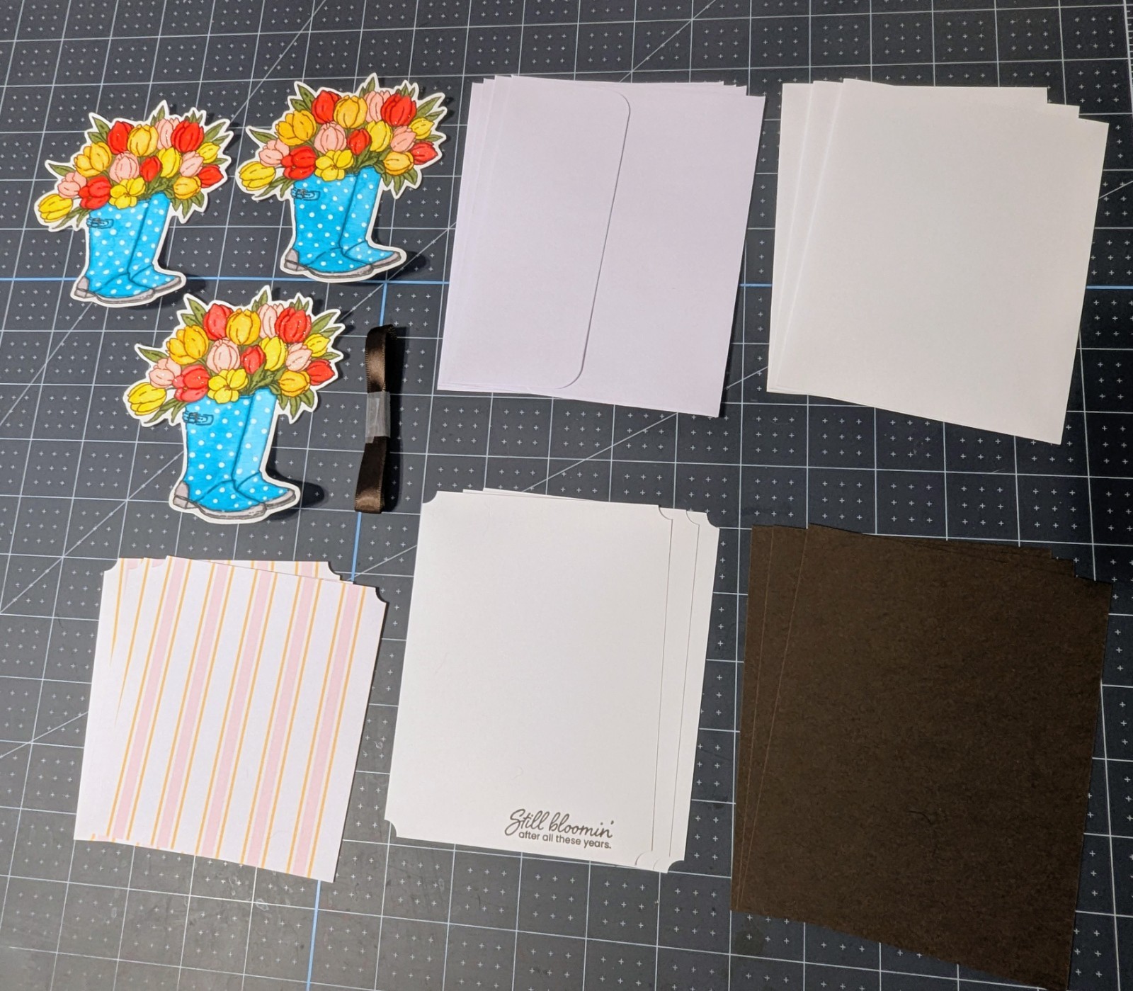 Tulips Rain Boots Mother's Day Birthday card kit Made With Some Stampin Up