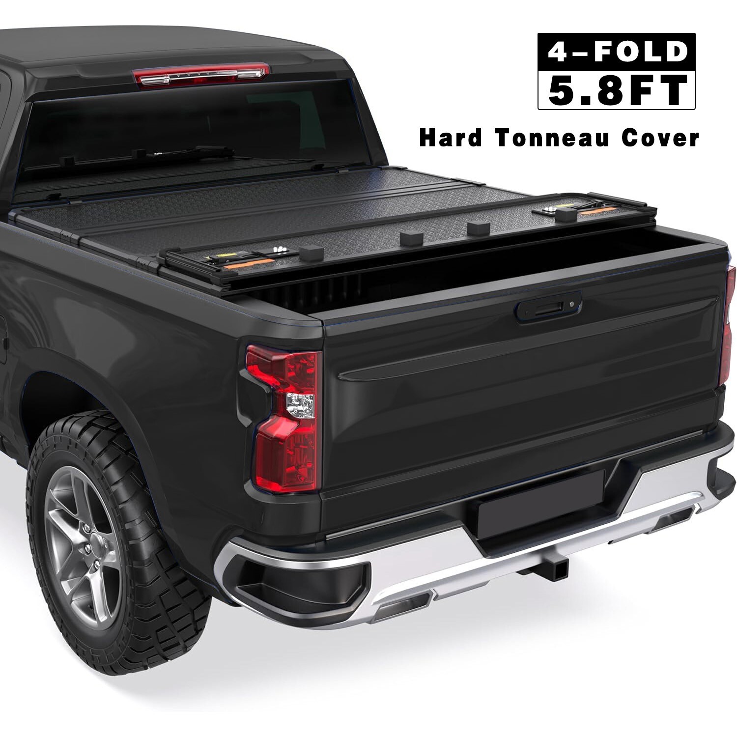 Hard 4-Fold Tonneau Cover For 2019-2026 Silverado Sierra 1500 5.8FT Truck Bed