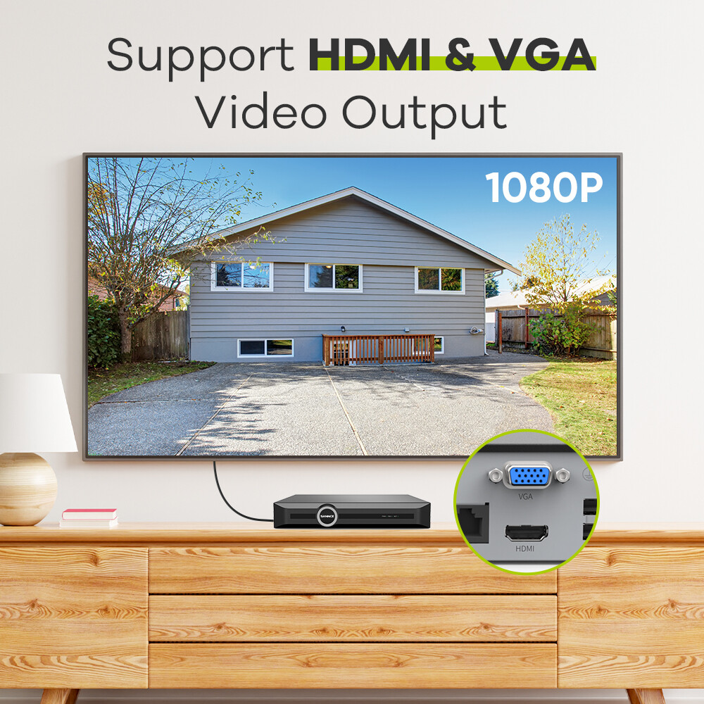 SANNCE 5MP POE Audio Recording Security Camera System 8CH NVR AI Human Detection