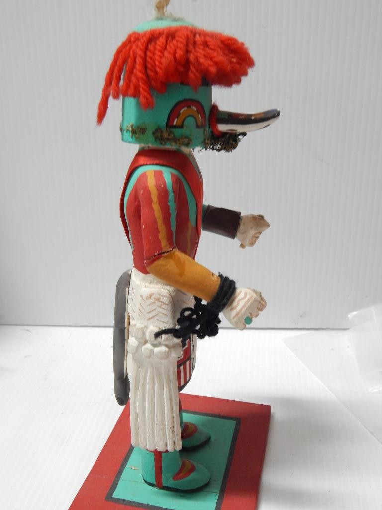 VINTAGE MID CENTURY HOPI PUEBLO INDIAN 9 5/8" t HAND CRVD COTTONWOOD KACHINA -