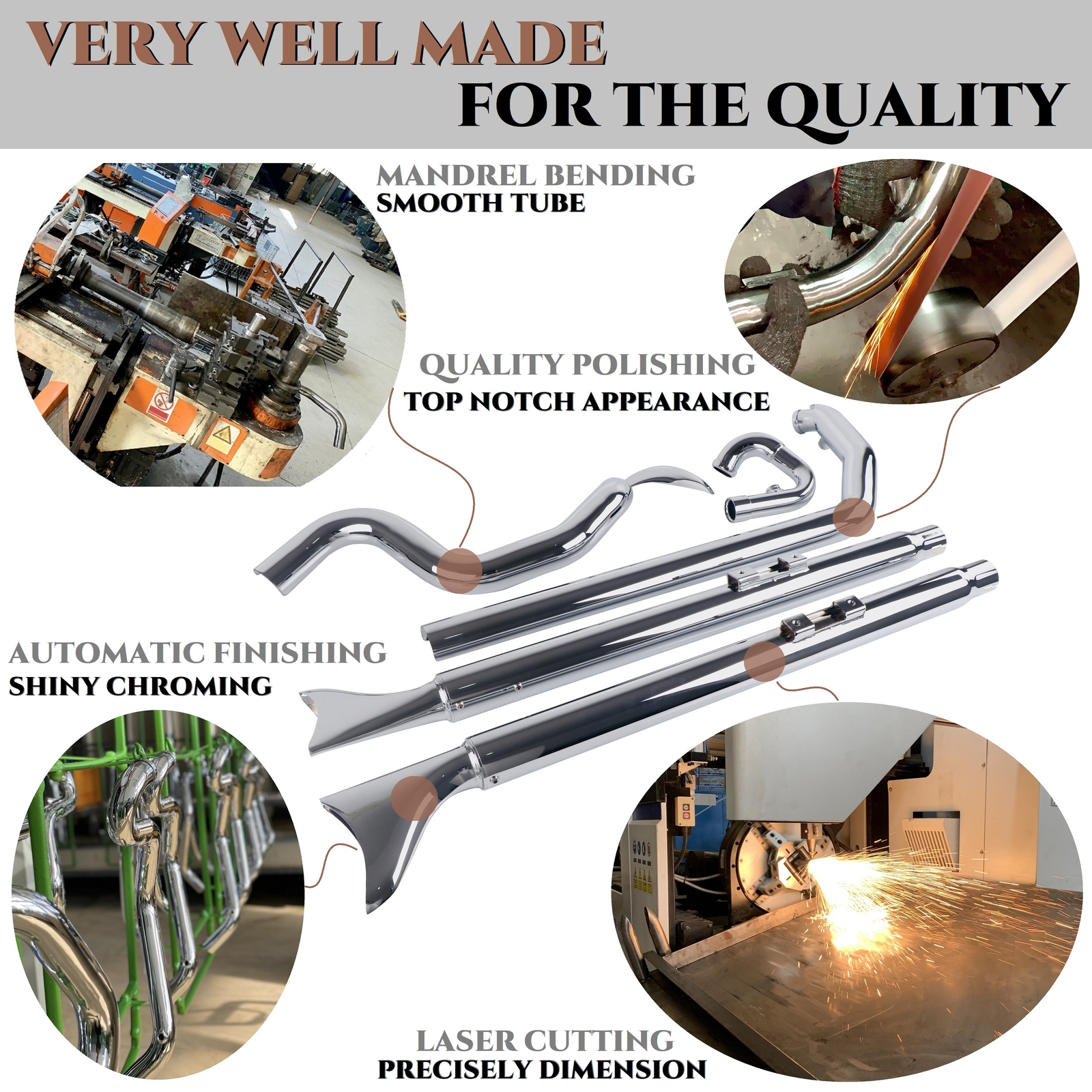 True Dual Fishtail Exhaust for Harley Softail 2000-2017 Model，W/ 36" fishtail