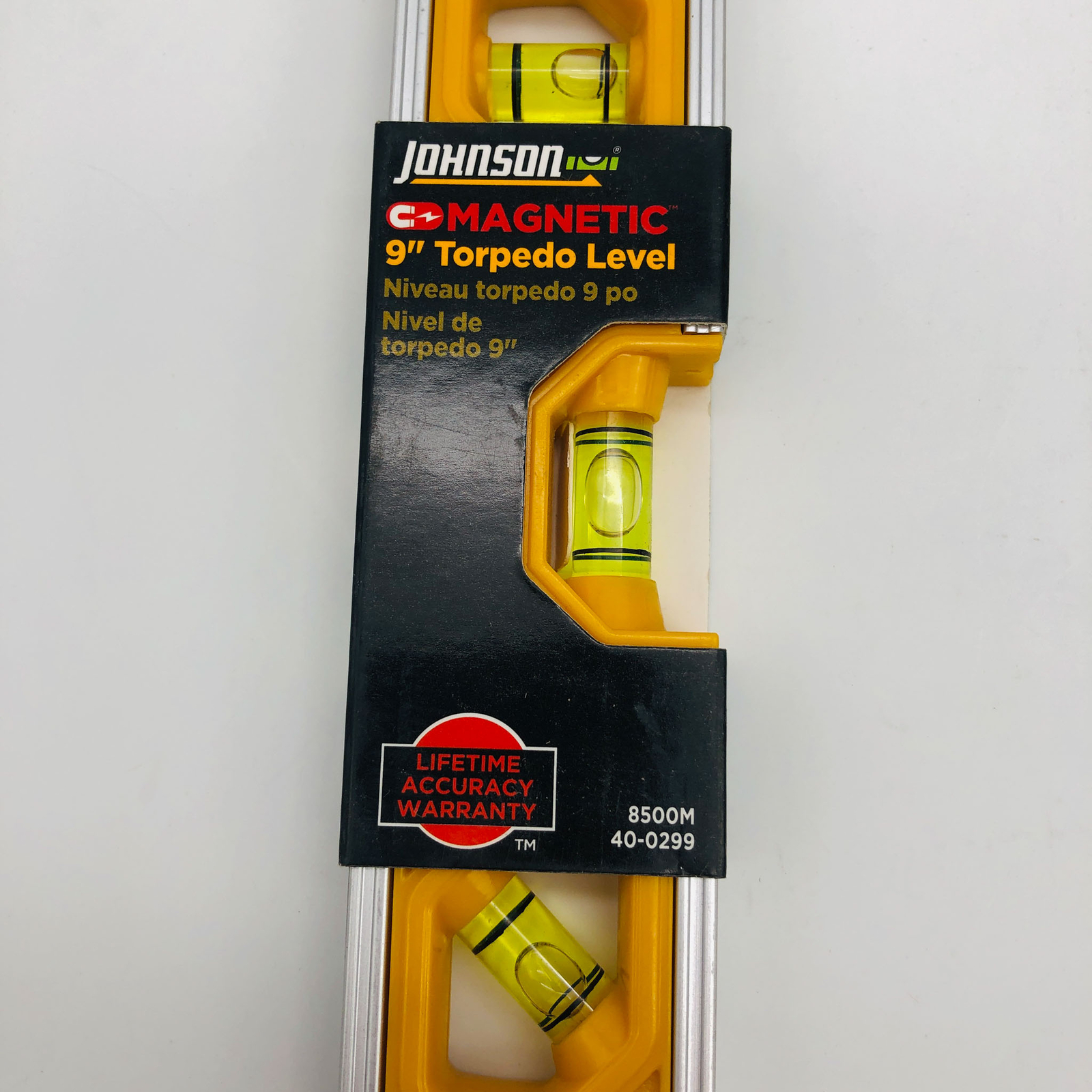 2x Johnson 8500M Torpedo Level Magnetic Aluminum 9" Yellow 2 Levels Per Order