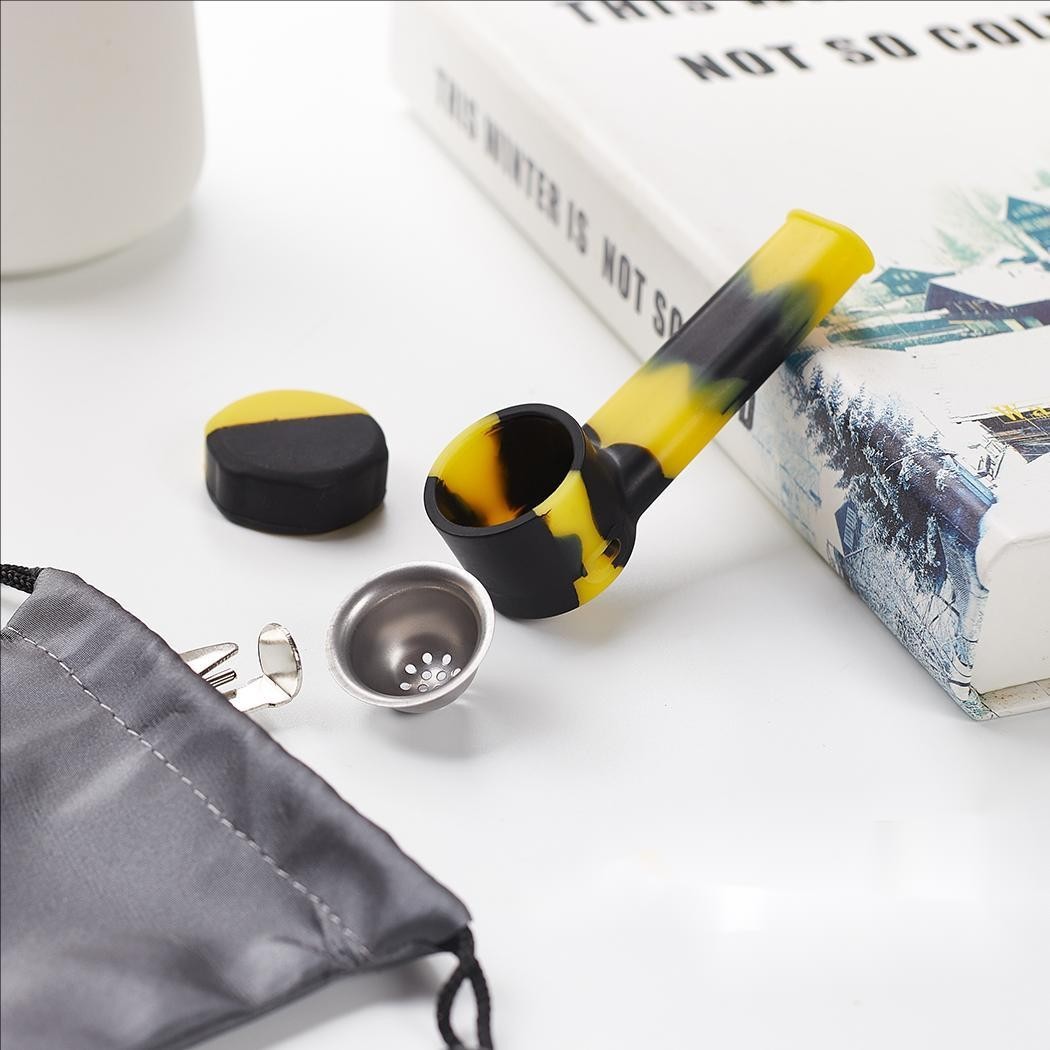 ( Pack of 2 ) 3.5" Silicone Tobacco Smoking Pipe with Lid Storage Box Hand Pipes