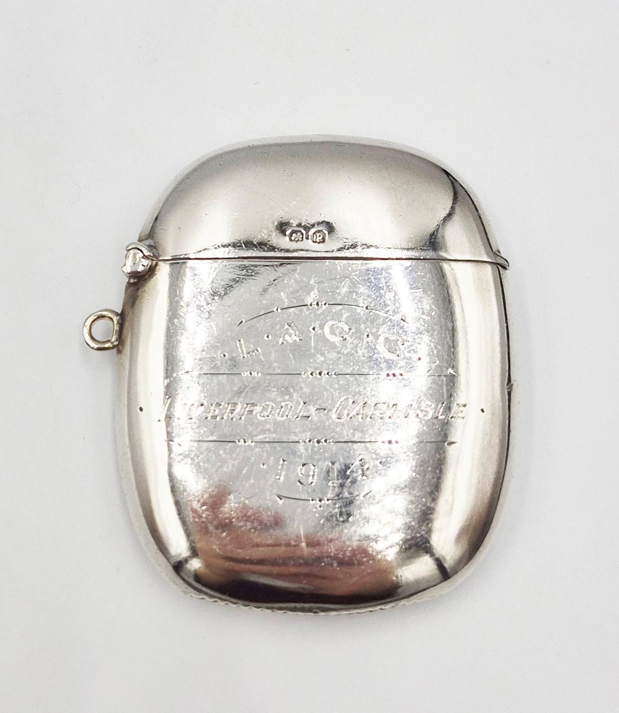 ANTIQUE STERLING SILVER LIVERPOOL - CARLISLE LARGE VESTA CASE Birmingham 1914