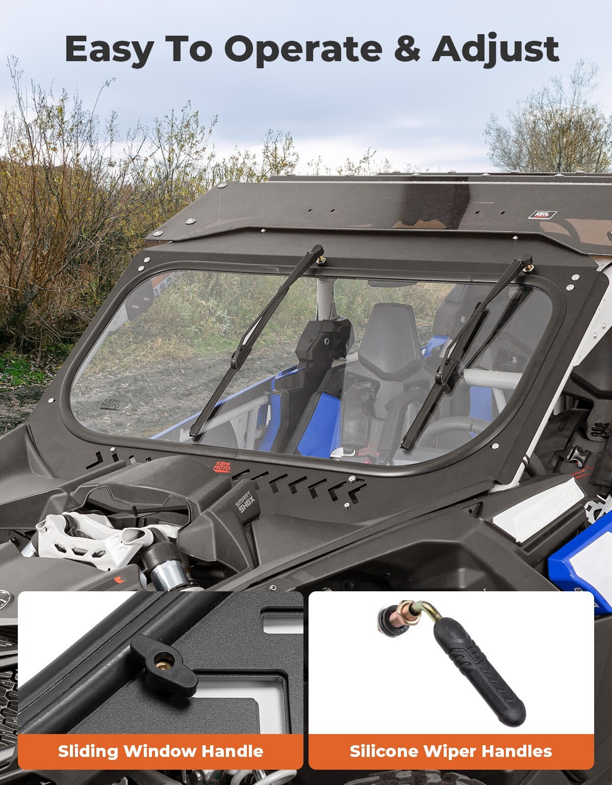 X3 Glass Windshield W/ Sliding Vents + Dual Manual Wipers for Can-Am Maverick X3