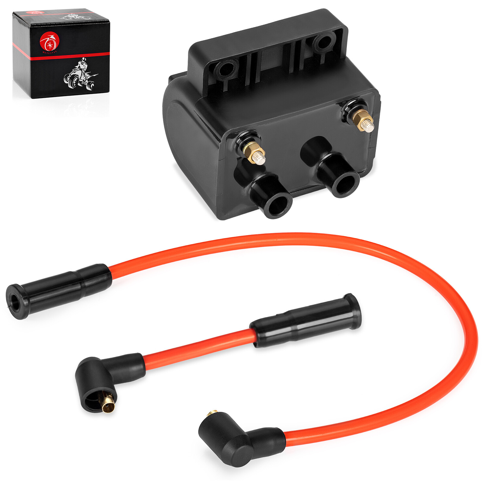 IGNITION COIL 12V 83-99 31614-83A For Sportster Dyna FXR FLT Spark Plug Wire Cap