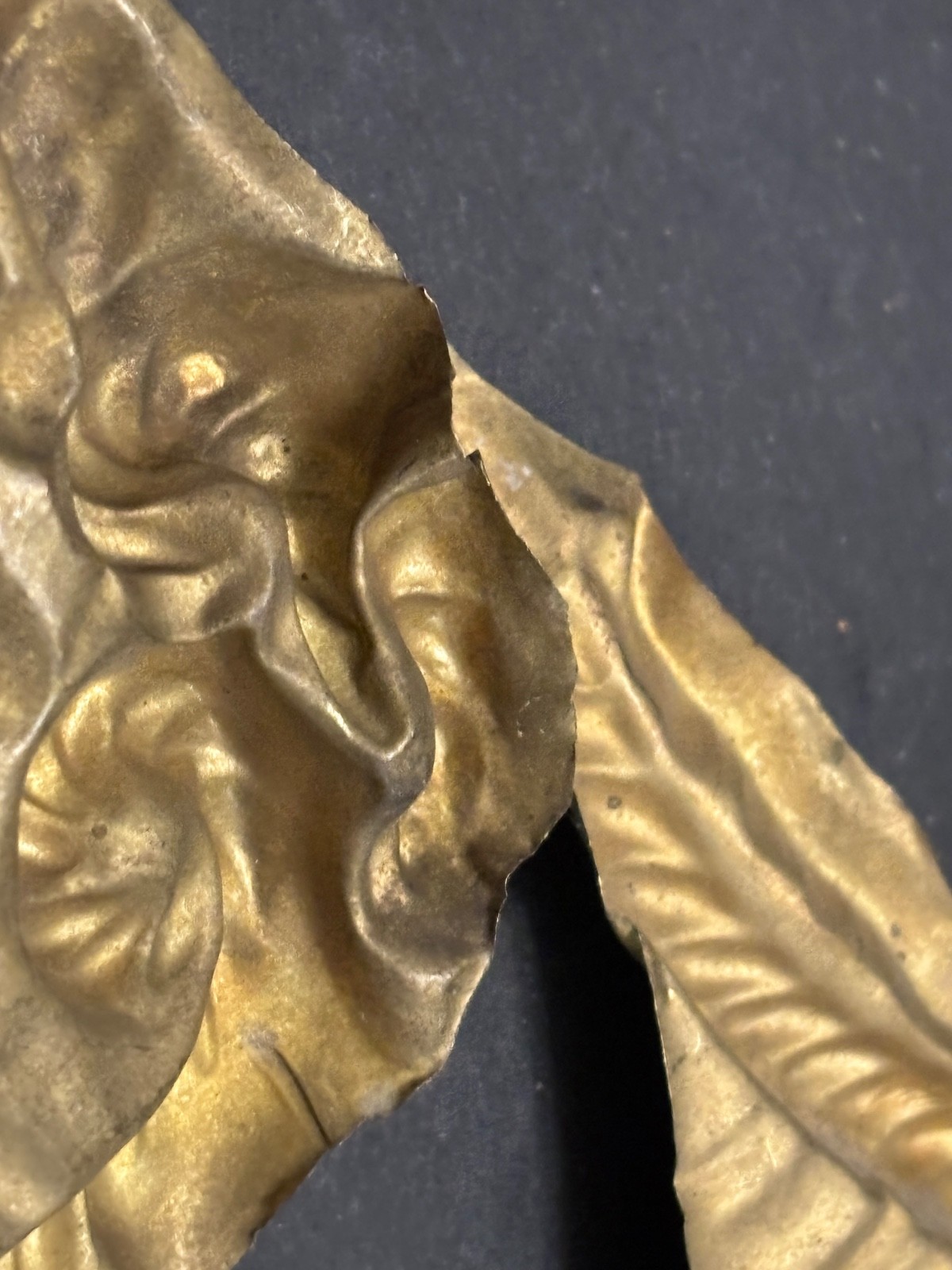 2 Decorative Antique Pressed Brass CORNERS Embossed ROPE & TASSEL Embellishments