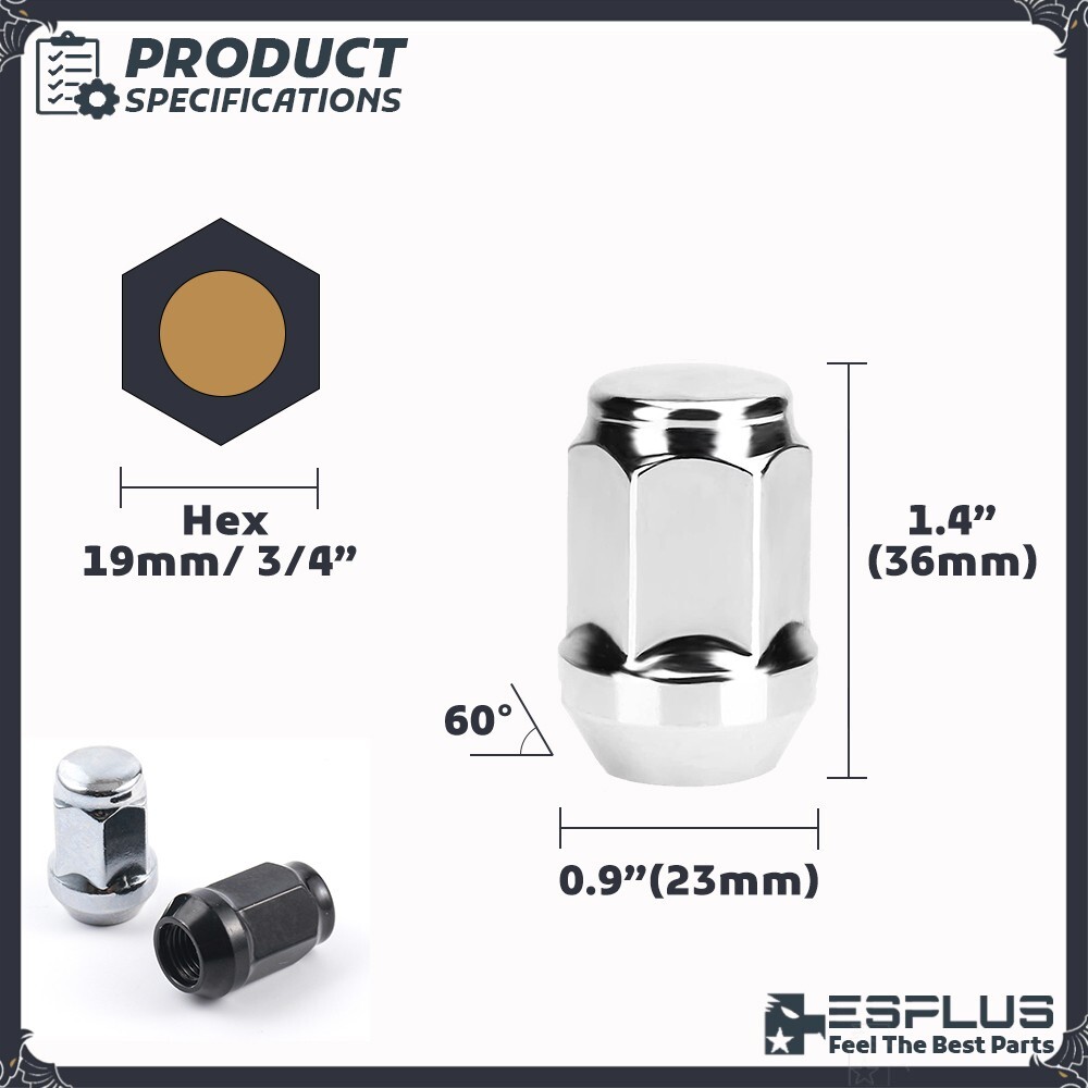 20 Pc Ford 1/2-20 Acorn Lug Nut Chrome 1.4" Fit Mustang/LTD/Ranger/Taurus