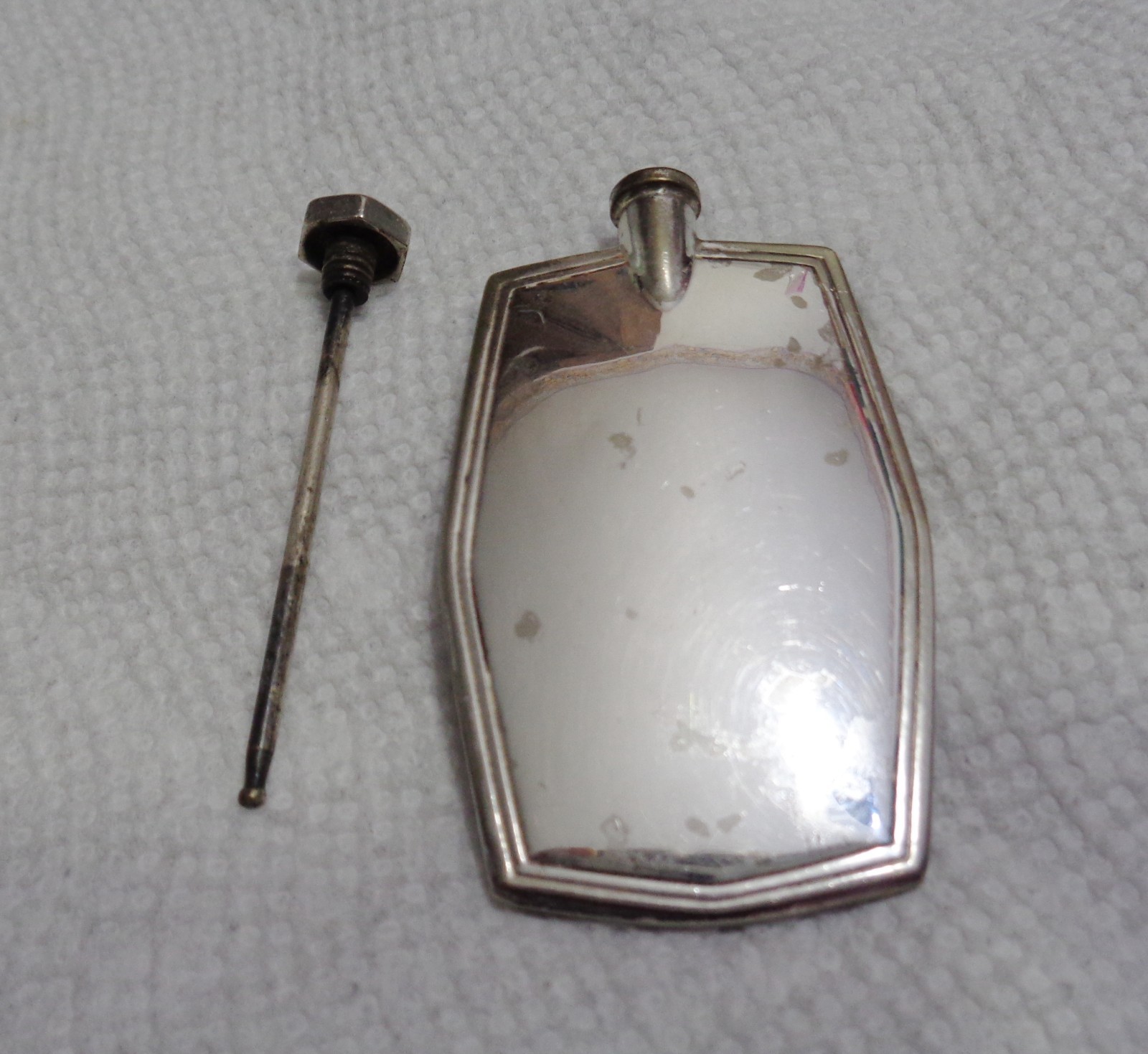 Large Antique Silver Plated Art Deco Perfume Pocket Flask w/dipper Early 1900s