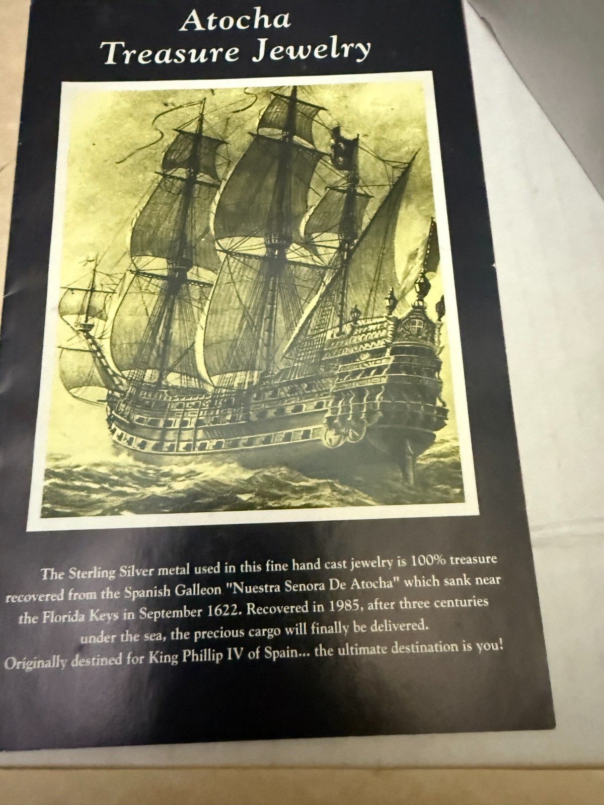 1622 Shipwreck of the Nuestra Senora De Atocha Solid Sterling Silver Pendant